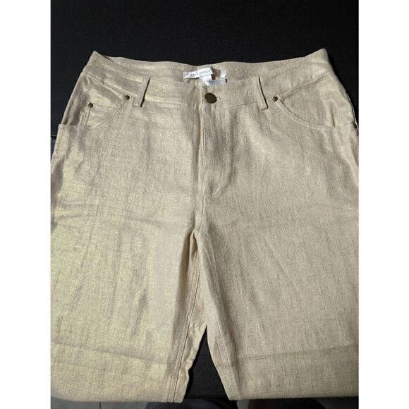 Ballinger Gold Casual Pants Linen Women's Size 10 - Picture 3 of 6